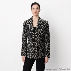 Donna Degnan Leopard Velveteen Blazer Animal Print Size 6